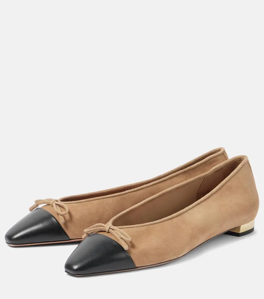 Aquazzura Gioia colorblocked suede ballet flats