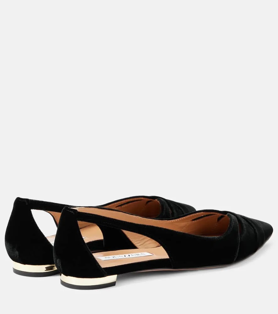 Aquazzura Moves cutout velvet ballet flats