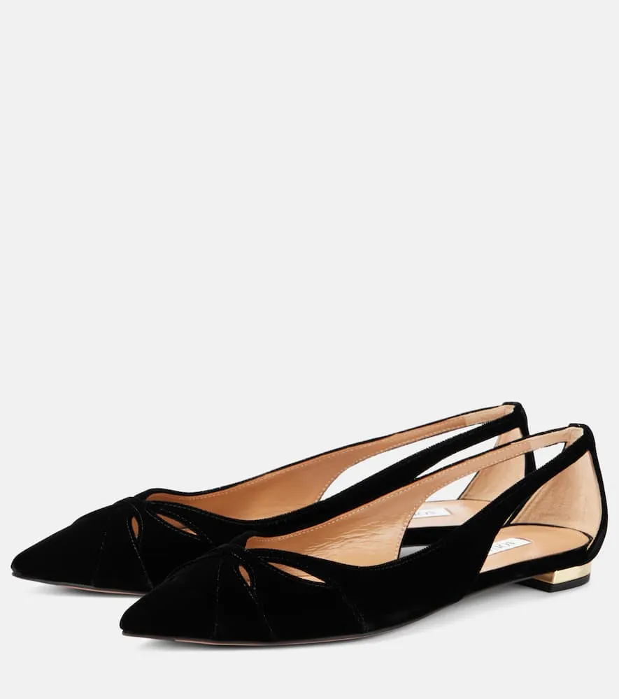 Aquazzura Moves cutout velvet ballet flats