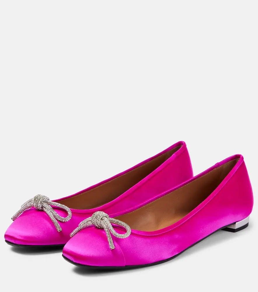 Aquazzura Parisina embellished satin ballet flats
