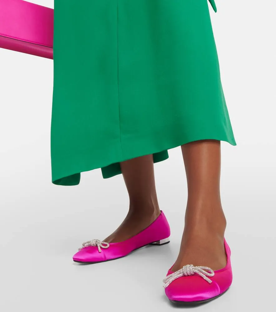 Aquazzura Parisina embellished satin ballet flats