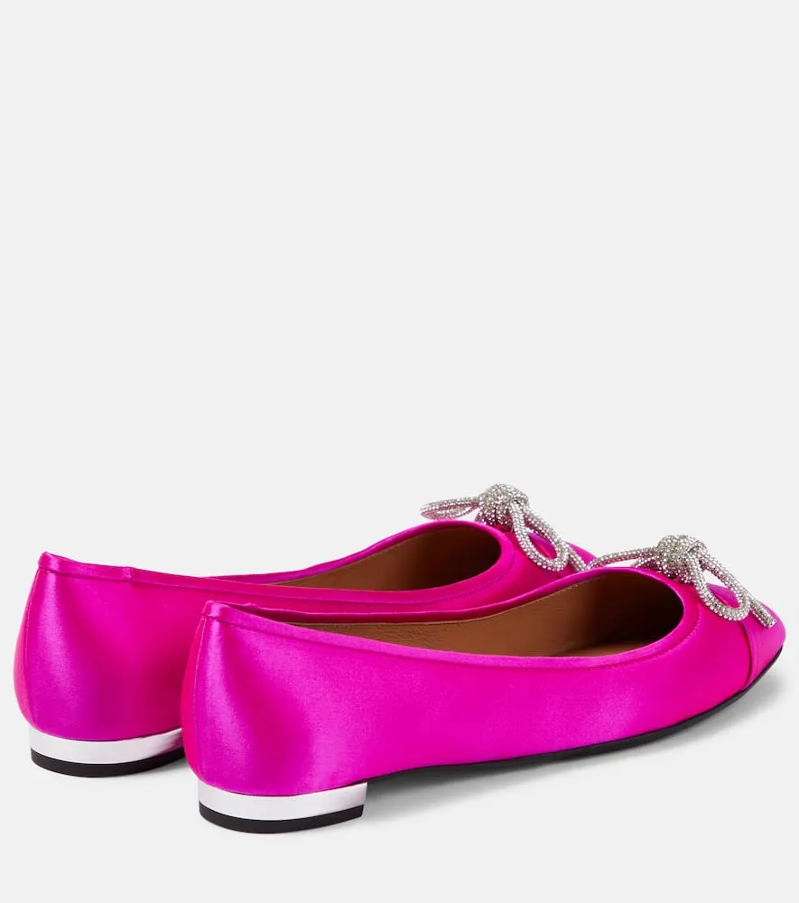 Aquazzura Parisina embellished satin ballet flats