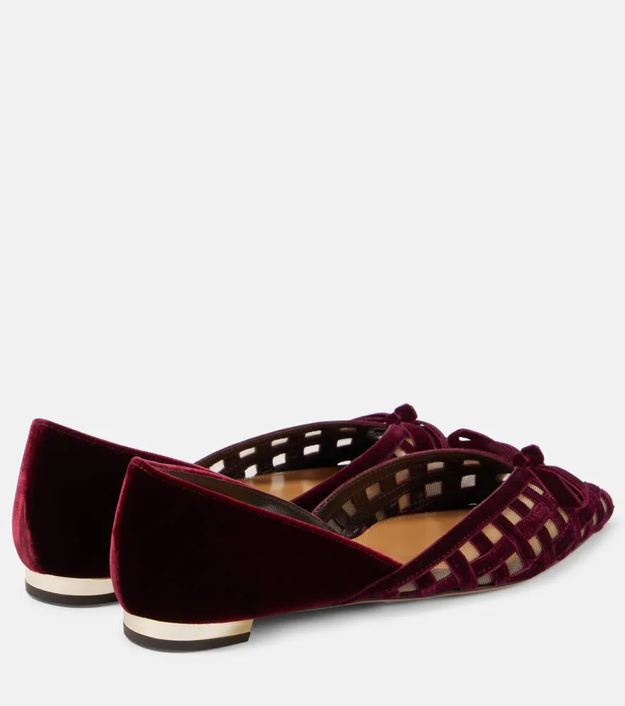 Aquazzura Romance D'Orsay velvet and mesh flats