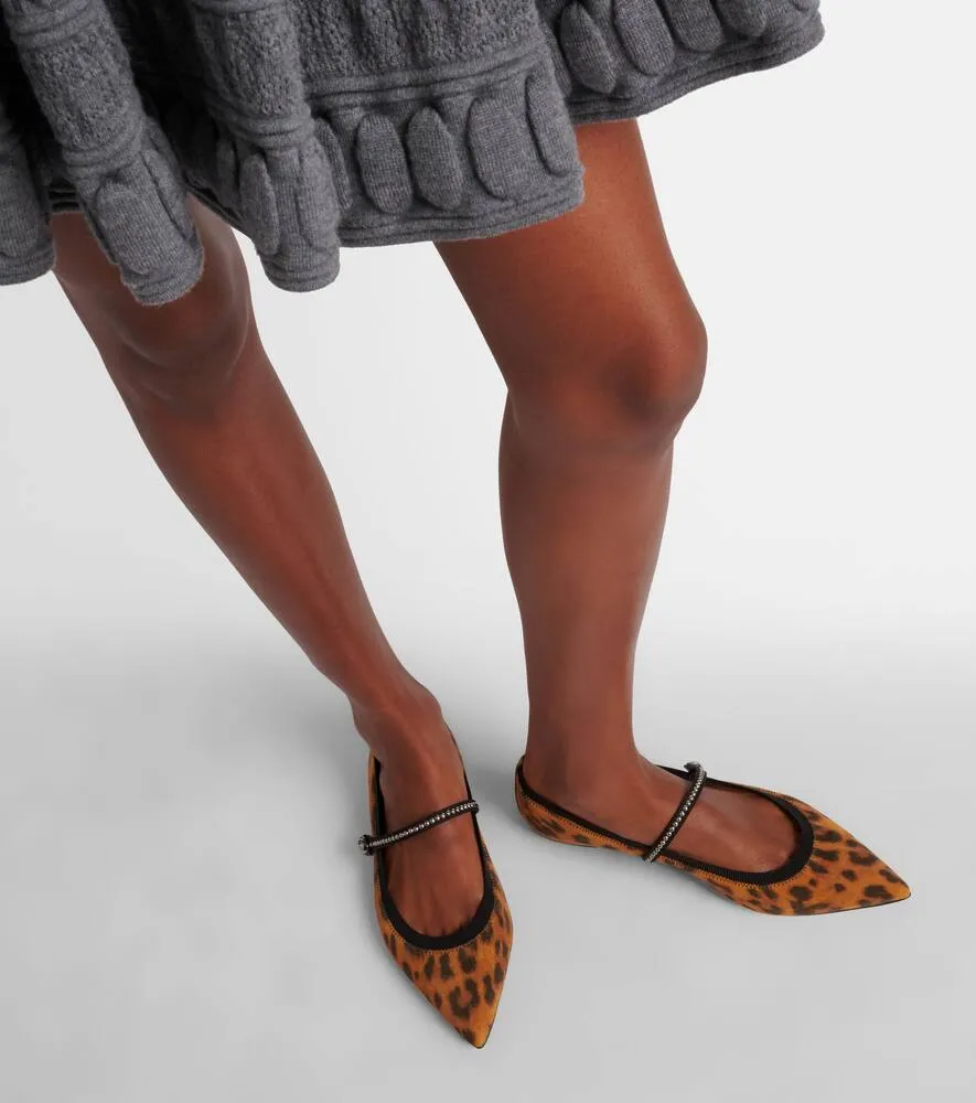 Aquazzura Romy leopard-print suede ballet flats