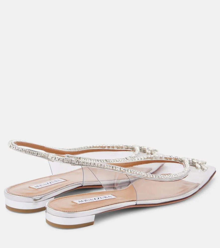 Aquazzura Seduction crystal-embellished PVC slingback flats