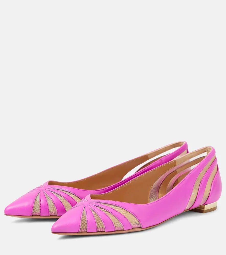 Aquazzura The Spy leather and mesh ballet flats