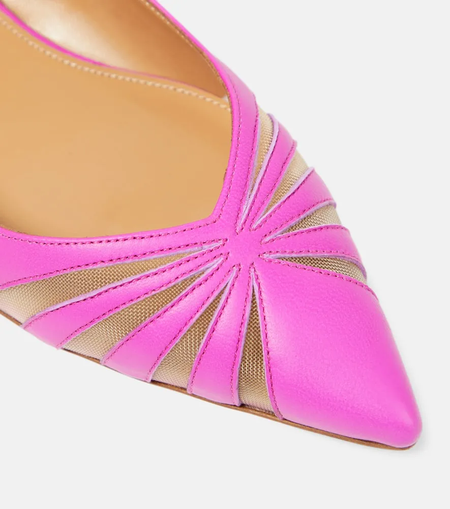 Aquazzura The Spy leather and mesh ballet flats