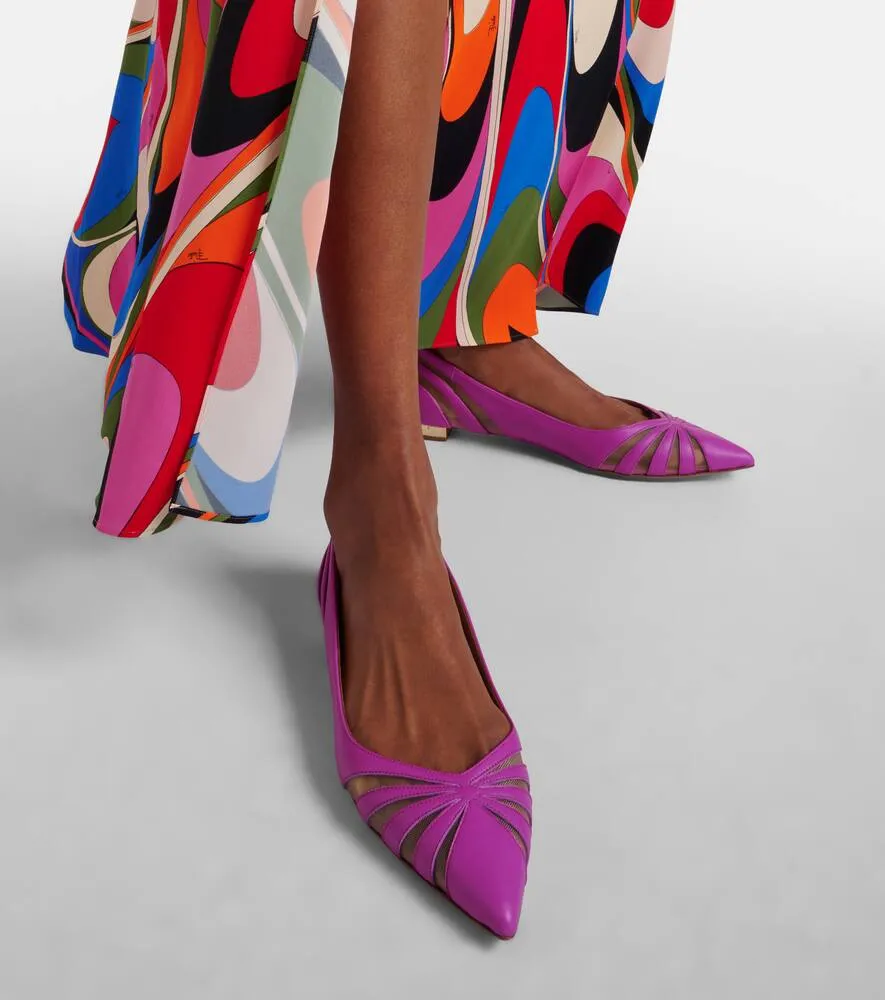 Aquazzura The Spy leather and mesh ballet flats