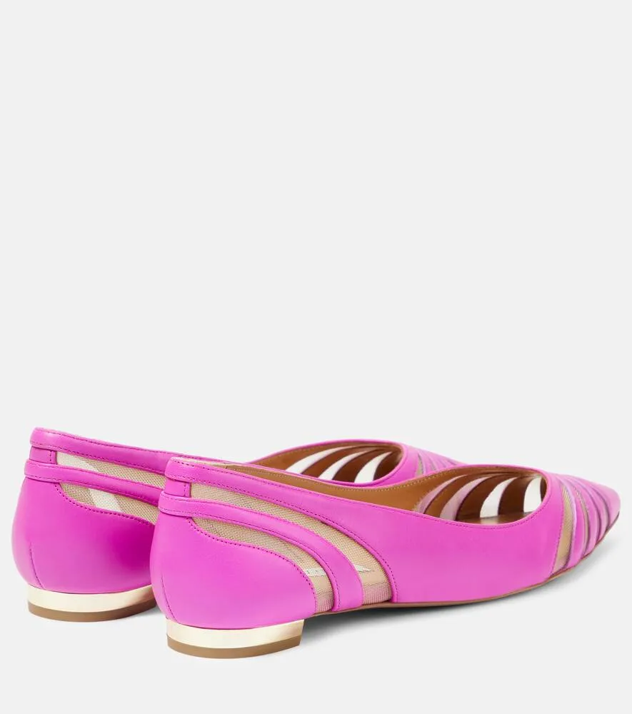 Aquazzura The Spy leather and mesh ballet flats
