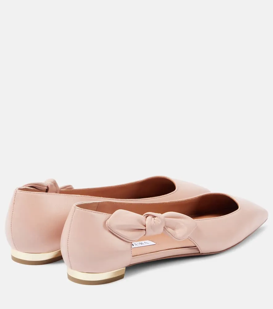 Aquazzura Very Bow Tie leather ballet flats