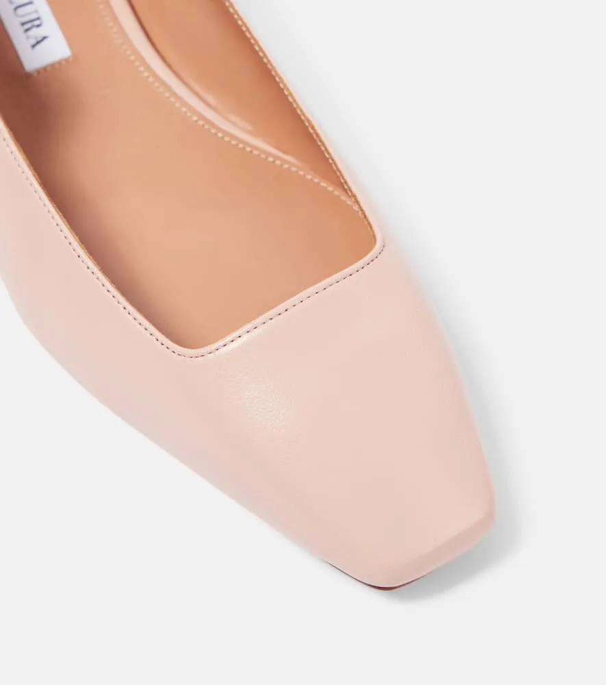 Aquazzura Very Bow Tie leather ballet flats