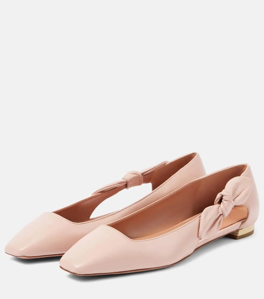 Aquazzura Very Bow Tie leather ballet flats