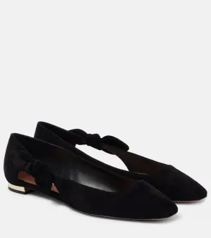 Aquazzura Very Bow Tie suede ballet flats
