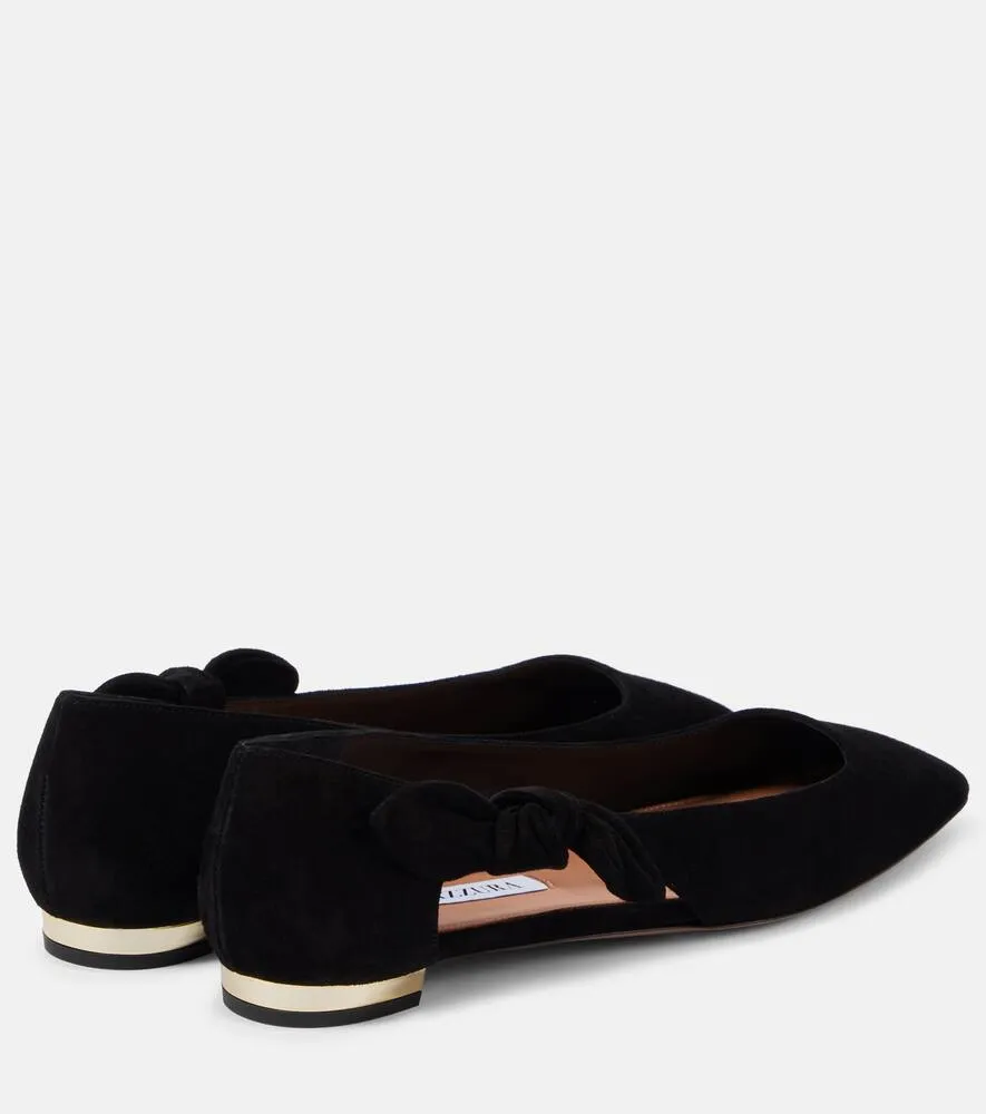 Aquazzura Very Bow Tie suede ballet flats