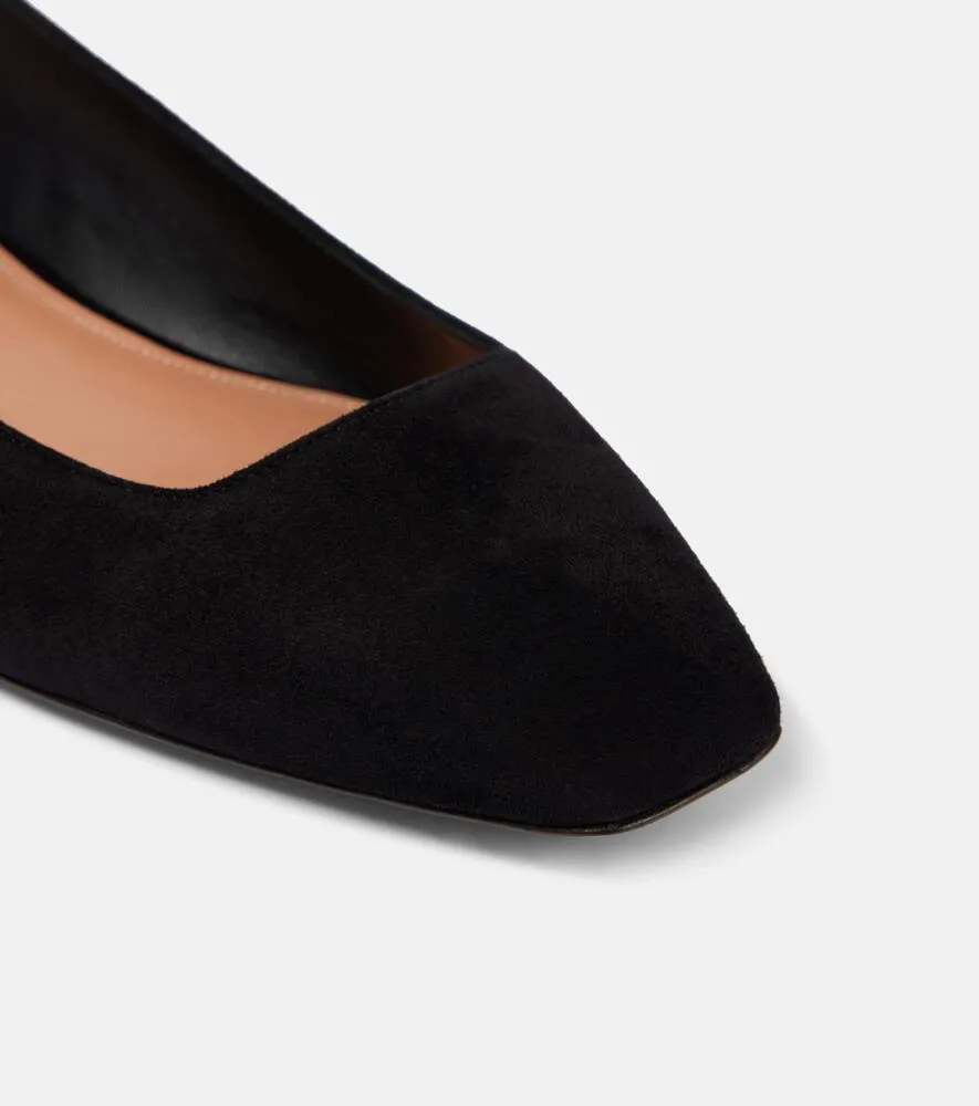 Aquazzura Very Bow Tie suede ballet flats