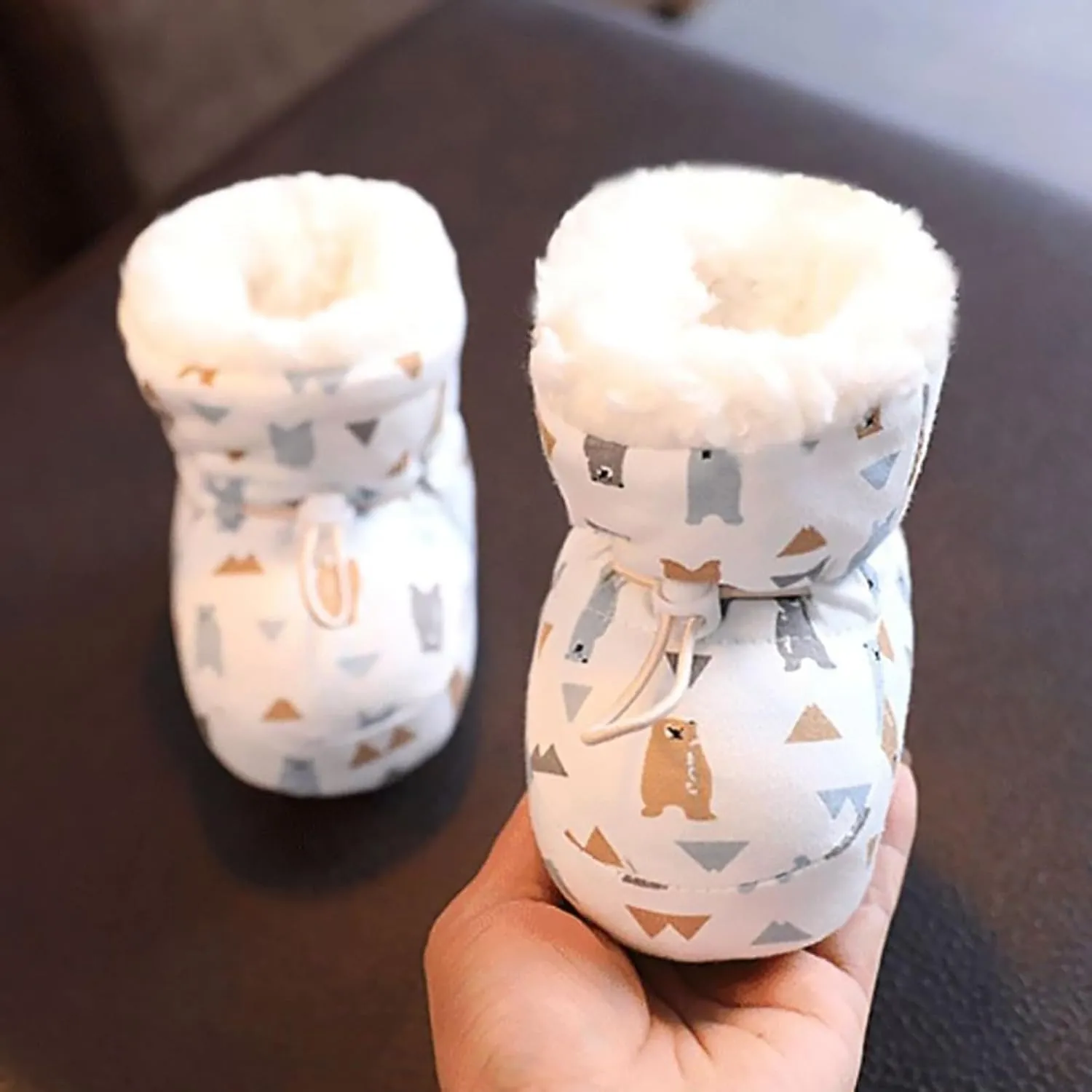artoon Animal Cotton Booties For Infant Baby Girls Fuzzy Lined Soft Boots Shoes Winter Outdoor Cozy Snow Non Slip Shoes
