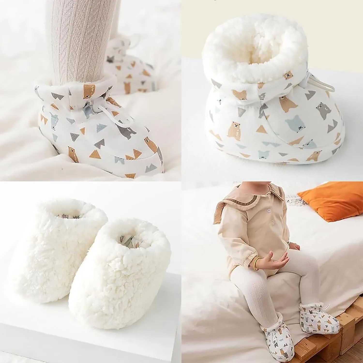 artoon Animal Cotton Booties For Infant Baby Girls Fuzzy Lined Soft Boots Shoes Winter Outdoor Cozy Snow Non Slip Shoes