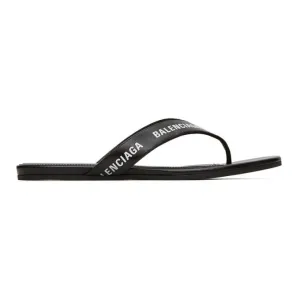 Balenciaga Black Logo Thong Sandals