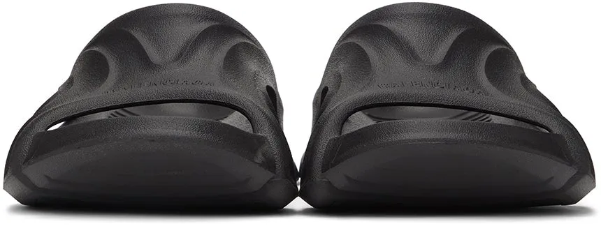 Balenciaga Black Rubber Mold Slide Sandals