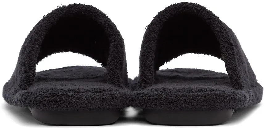 Balenciaga Black Terrycloth Resorts Home Slide Sandals