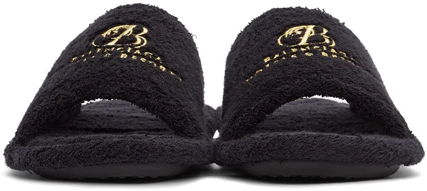 Balenciaga Black Terrycloth Resorts Home Slide Sandals