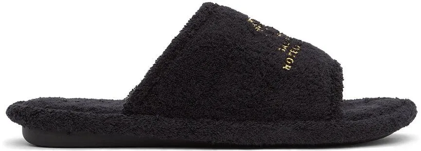Balenciaga Black Terrycloth Resorts Home Slide Sandals