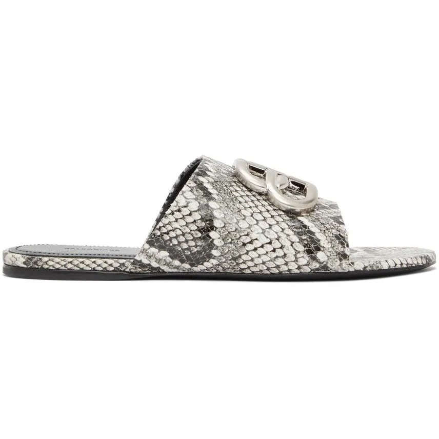 Balenciaga Grey Snake Oval BB Sandals
