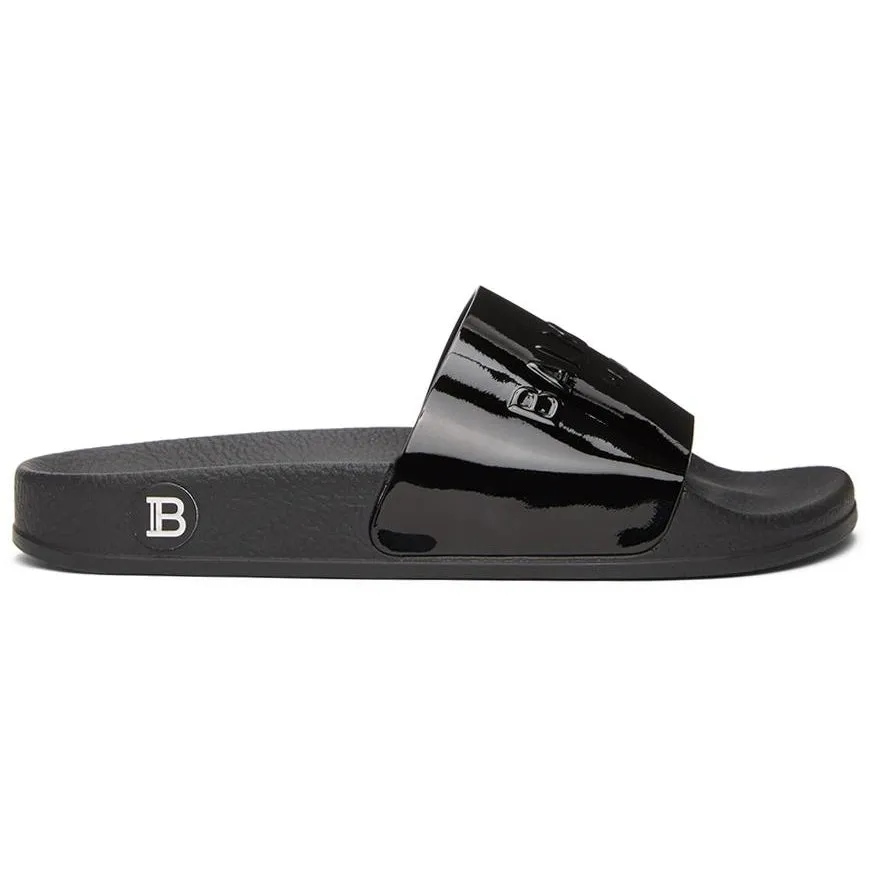 Balmain Black Patent Calypso Slides