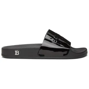 Balmain Black Patent Calypso Slides