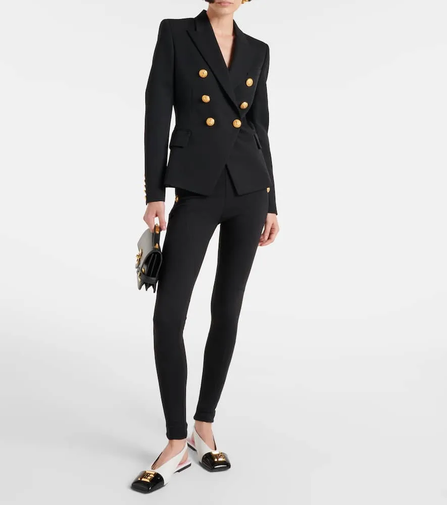 Balmain Flat Eden leather slingback flats