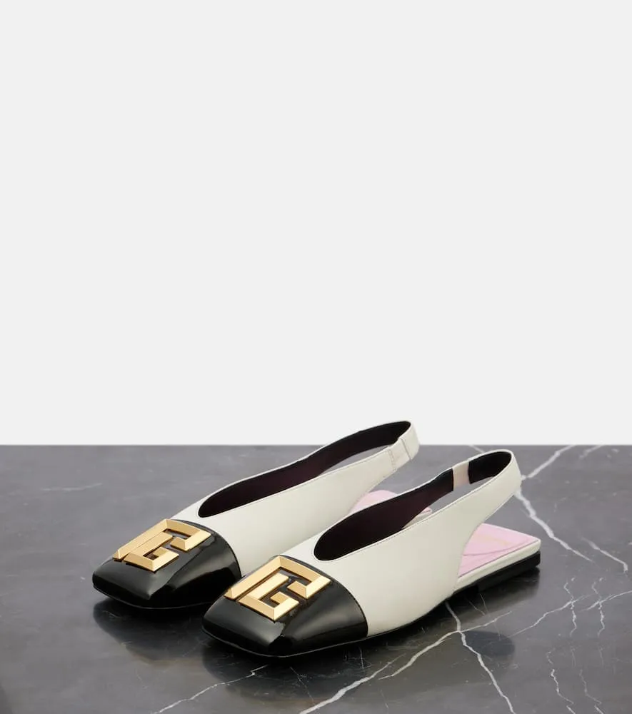 Balmain Flat Eden leather slingback flats
