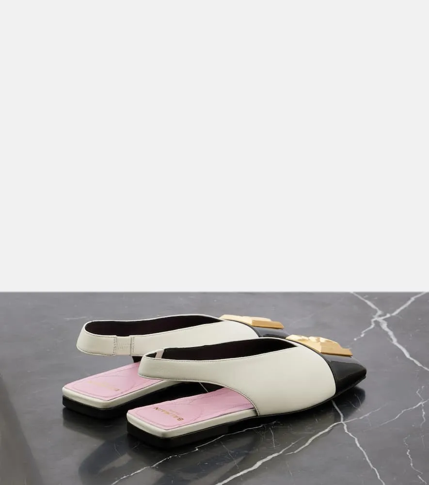 Balmain Flat Eden leather slingback flats