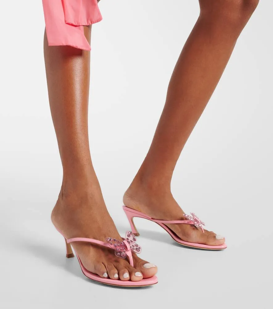 Blumarine Butterfly 55 leather thong sandals