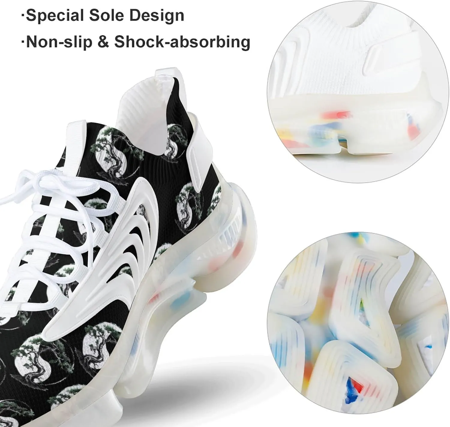 Bonsai Yin and Yang Tree Men's Running Shoes Lightweight Walking Shoe Breathable Sneaker