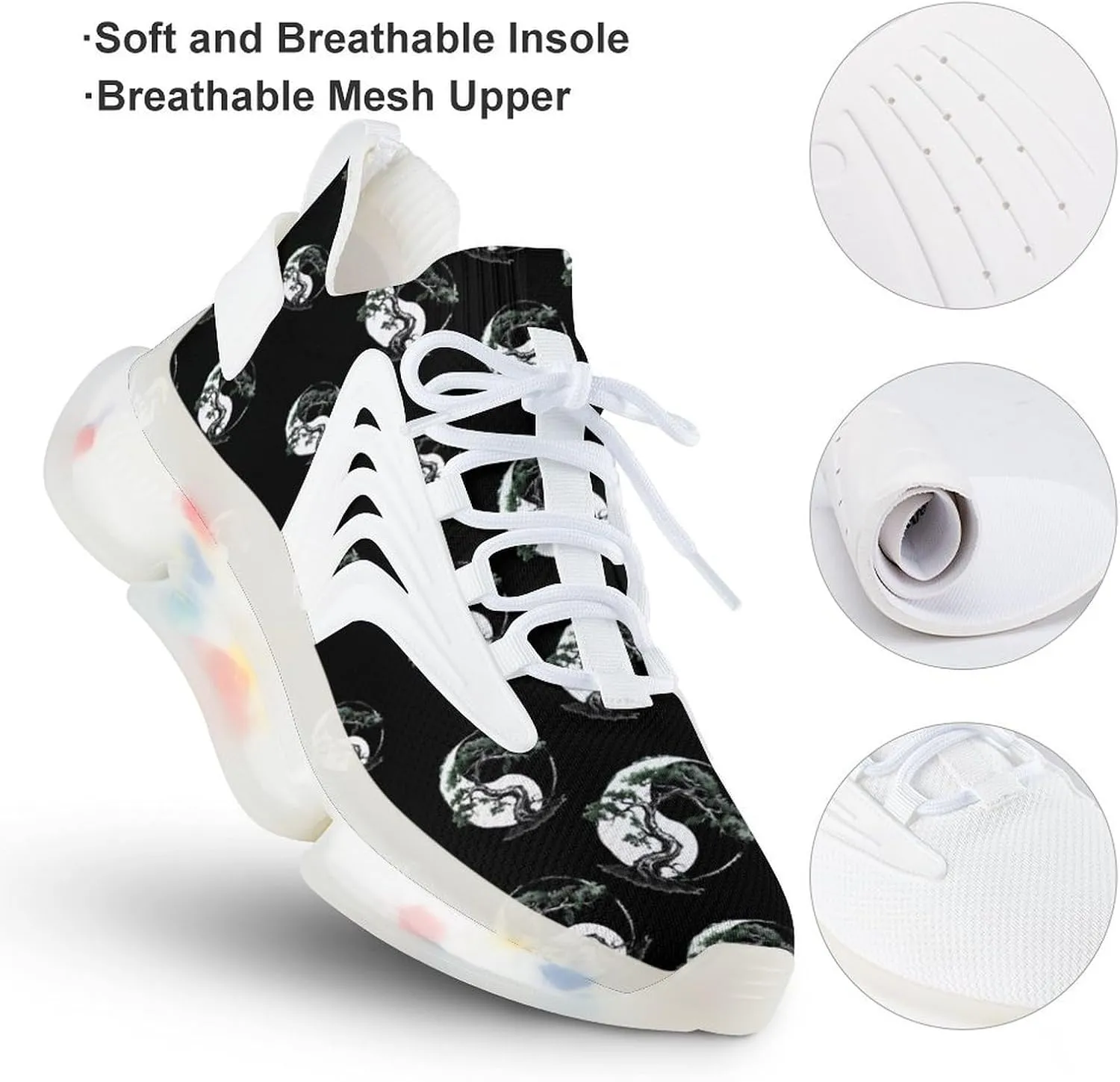 Bonsai Yin and Yang Tree Men's Running Shoes Lightweight Walking Shoe Breathable Sneaker