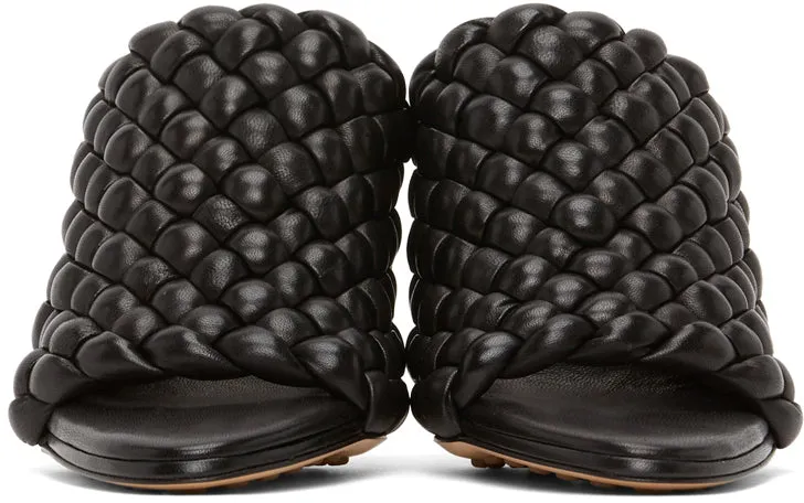Bottega Veneta Black Intrecciato Curve Heeled Sandals