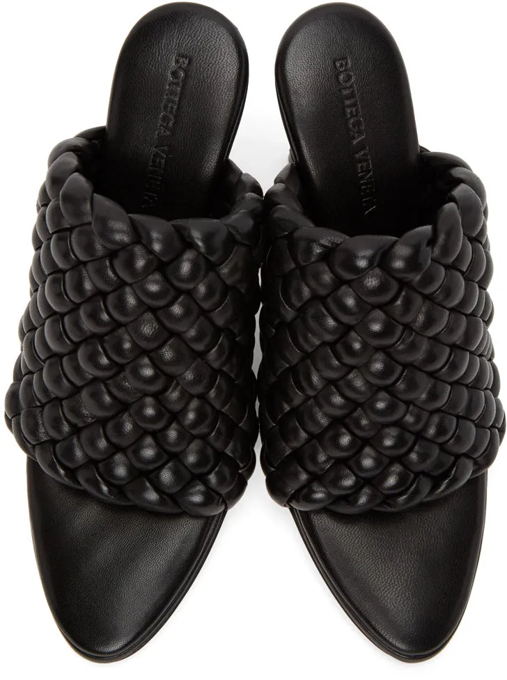 Bottega Veneta Black Intrecciato Curve Heeled Sandals