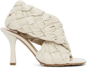 Bottega Veneta Off-White Intrecciato Board Heeled Sandals
