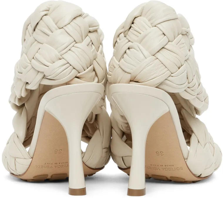 Bottega Veneta Off-White Intrecciato Board Heeled Sandals