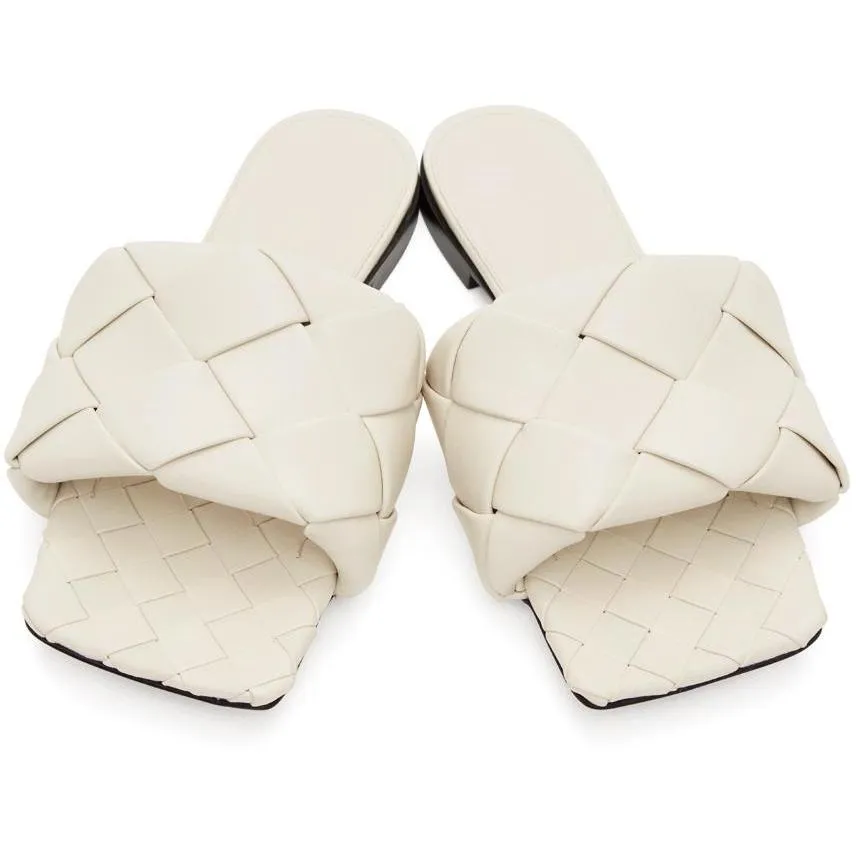 Bottega Veneta Off-White Intrecciato Lido Flat Sandals