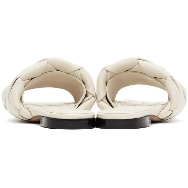 Bottega Veneta Off-White Intrecciato Lido Flat Sandals