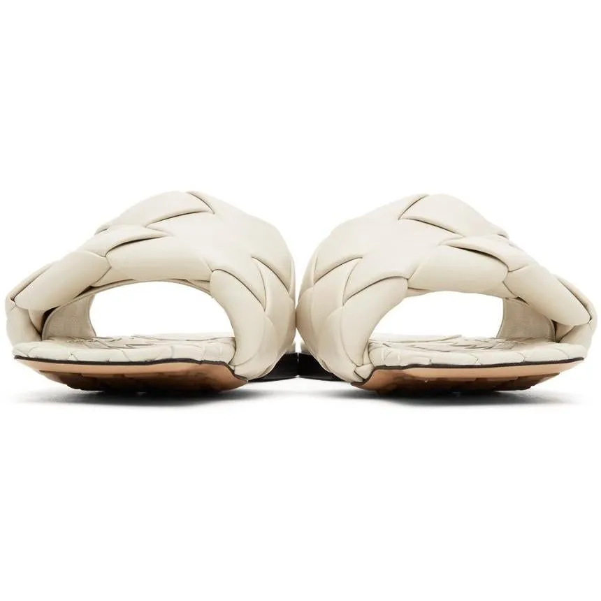 Bottega Veneta Off-White Intrecciato Lido Flat Sandals