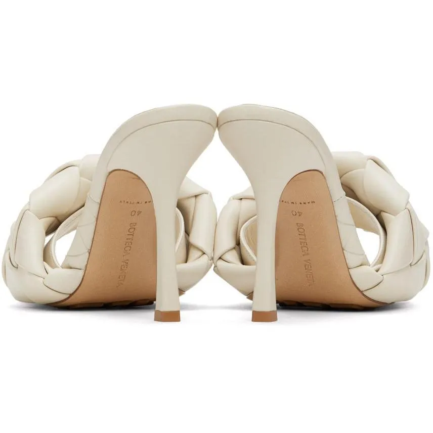 Bottega Veneta Off-White Intrecciato Lido Heeled Sandals