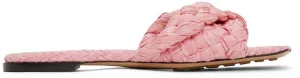Bottega Veneta Pink Raffia Stretch Flat Sandals
