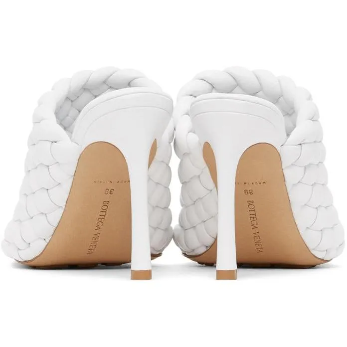 Bottega Veneta White Intrecciato Curve Heeled Sandals