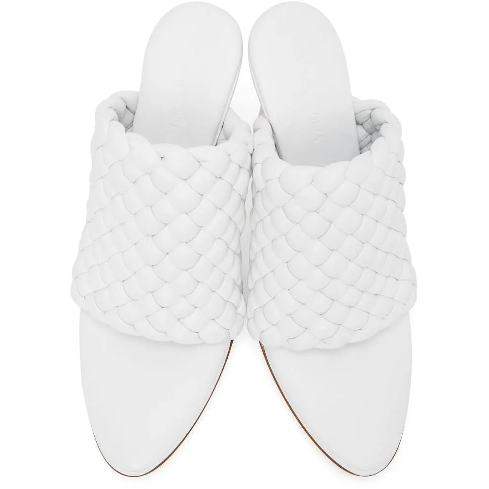 Bottega Veneta White Intrecciato Curve Heeled Sandals