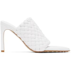 Bottega Veneta White Intrecciato Curve Heeled Sandals