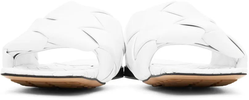 Bottega Veneta White Intrecciato Lido Flat Sandals