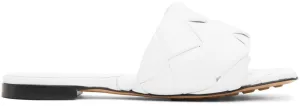 Bottega Veneta White Intrecciato Lido Flat Sandals