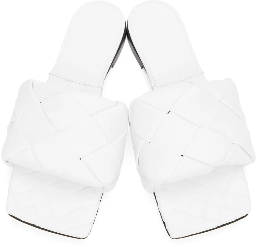 Bottega Veneta White Intrecciato Lido Flat Sandals